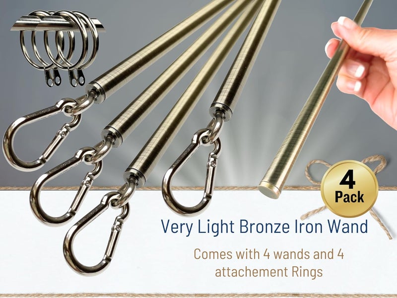 OooWow 46 inch (4 Pack) Light Bronze Iron Curtain Pull Wand - Drapery Pull Rod - Strong Curtain Pull Rod - Metal Drapery Wand - curtain wand (46in AB 4pk) - Image 2